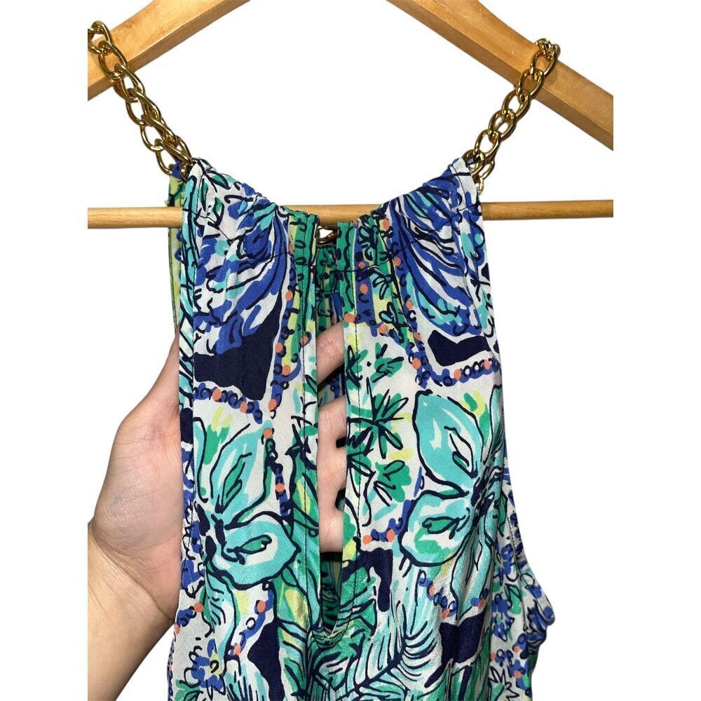Lilly Pulitzer Women's Silk Cabana Halter Chain Top Size Medium Multi Summer - Picture 9 of 9